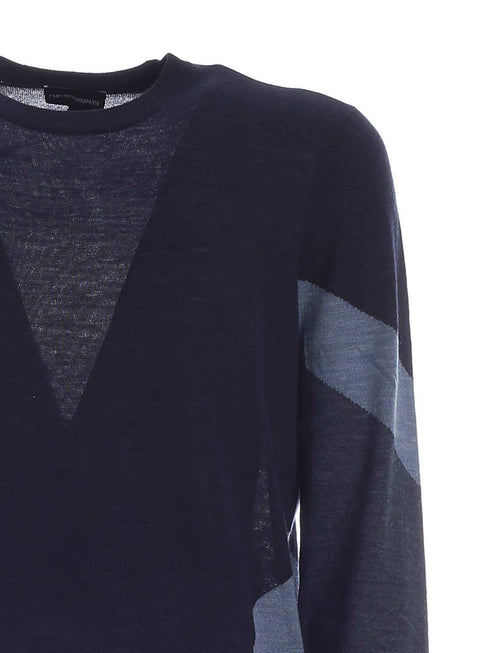 Girocollo Uomo in lana vergine Blu avion Emporio Armani- Francavilla Moda